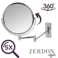 Picture of Jerdon Style NON-Lighted Wall Mount Mirrors  6", 5X-1X  Wall Mount Mirror, Double Arm, Chrome  JP7508C