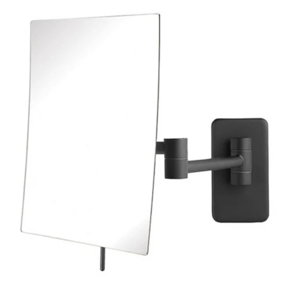 Picture of Jerdon Style NON-Lighted Wall Mount Mirrors  6.5" x 8.75" Rectangular Wall Mounted Mirror, Extends 14", Black Finish JRT695BK