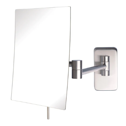 Picture of Jerdon Style NON-Lighted Wall Mount Mirrors  6.5" x 8.75" Rectangular Wall Mounted Mirror, Extends 14", Nickel Finish JRT695N