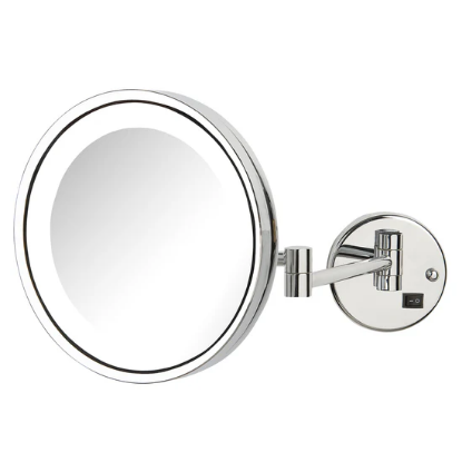 Picture of Jerdon Style Lighted wall mounted mirrors 9.5", 5X LED Halo Lighted Wall Mirror, Direct Wire, Nickel  HL1016NLD