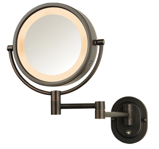 Picture of Jerdon Style Lighted wall mounted mirrors 8", 5X-1X LED Lighted Wall Mirror, Double Arm, Bronze HL65BZ