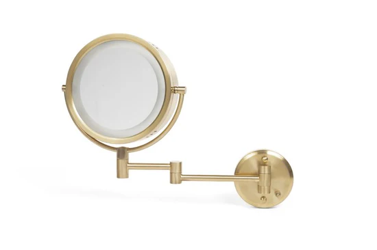 Picture of Jerdon Style Lighted Wall Mount Mirrors 8.5", 8X-1X LED Lighted Wall Mount Mirror, Extends 13.5", Brushed Gold, Direct Wire Only HL75BGD