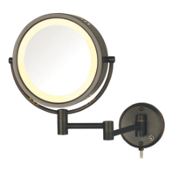 Picture of Jerdon Style Lighted Wall Mount Mirrors 8.5", 8X-1X LED Lighted Wall Mount Mirror, Extends 13.5", Bronze, Direct Wire Only HL75BZD