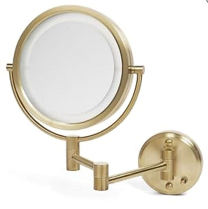 Picture of Jerdon Style Lighted Wall Mount Mirrors 8.5", 8X-1X LED Lighted Wall Mirror, Extends 13.5", Brushed Gold, Direct Wire HL88BGLD