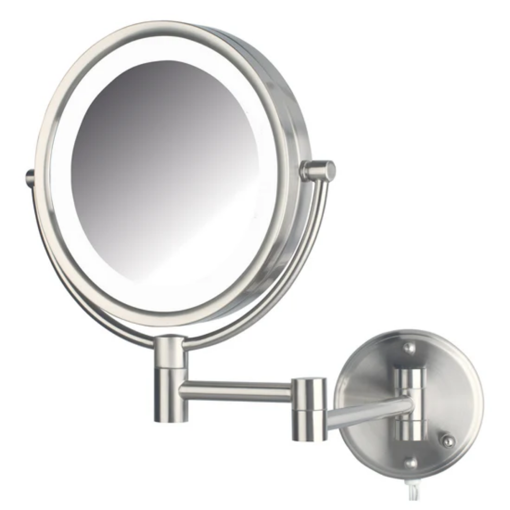 Picture of Jerdon Style Lighted Wall Mount Mirrors 8.5", 8X-1X LED Lighted Wall Mirror, Extends 13.5", Nickel Finish HL88NL