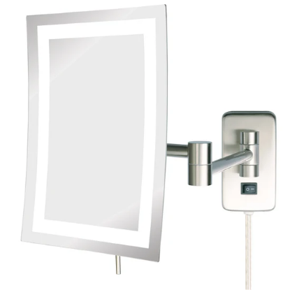 Picture of Jerdon Style Lighted Wall Mount Mirrors 6.5" x 9", 5X LED Lighted Wall Mounted Mirror, Extends 15.5", Nickel JRT710NL