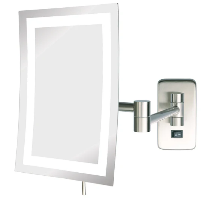 Picture of Jerdon Style Lighted Wall Mount Mirrors 6.5" x 9" , 5X LED Lighted Wall Mounted Mirror, Extends 15.5", Direct Wire, Nickel JRT710NLD