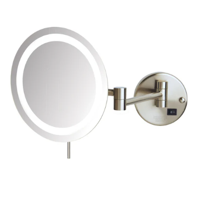 Picture of Jerdon Style Lighted Wall Mount Mirrors 8.5", 8X LED Lighted Wall Mount Mirror, Extends 15", Nickel JRT718NL