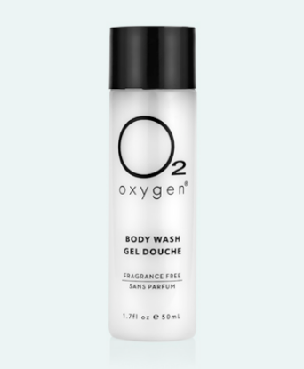 Picture of Oxygen Fragrance Free Body Wash 1.7oz/50ml Shampoo in bottle