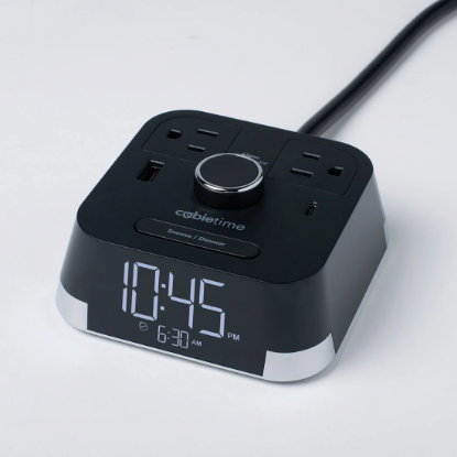 Picture of Cubietime Simple Day Alarm Clock Black With Surge Protection