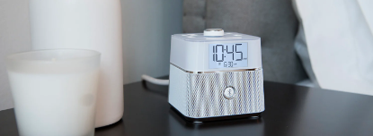 Picture of CubieBlue Bluetooth Speaker Day Alarm Clock And Power White with Surge Protection