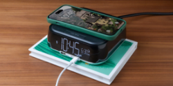 Picture of CubieDuo Qi Wirelss charging Day Alarm Clock Black with Surge Protection