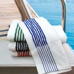 Picture of Super Gym Towels - 22x44 Ribbed Cotton-Blend with Black Stripe (5 DZ Pack)