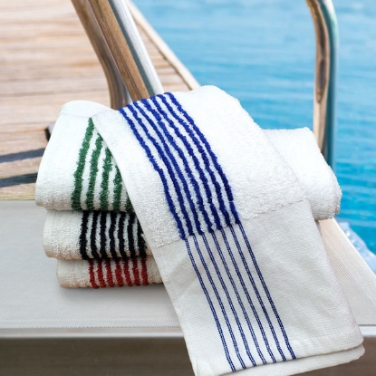 Picture of Super Gym Towels - 22x44 Ribbed Cotton-Blend with Blue Stripe (5 DZ Pack)