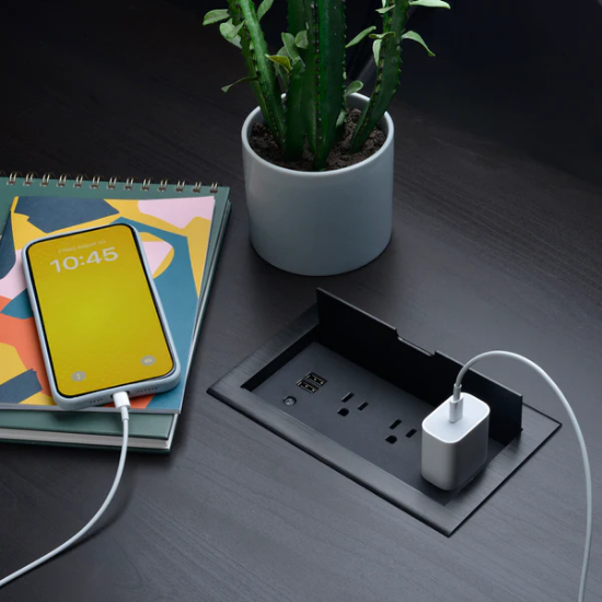 Picture of CubieFlip Pro In-Desk Power Hub With Lid, Black color