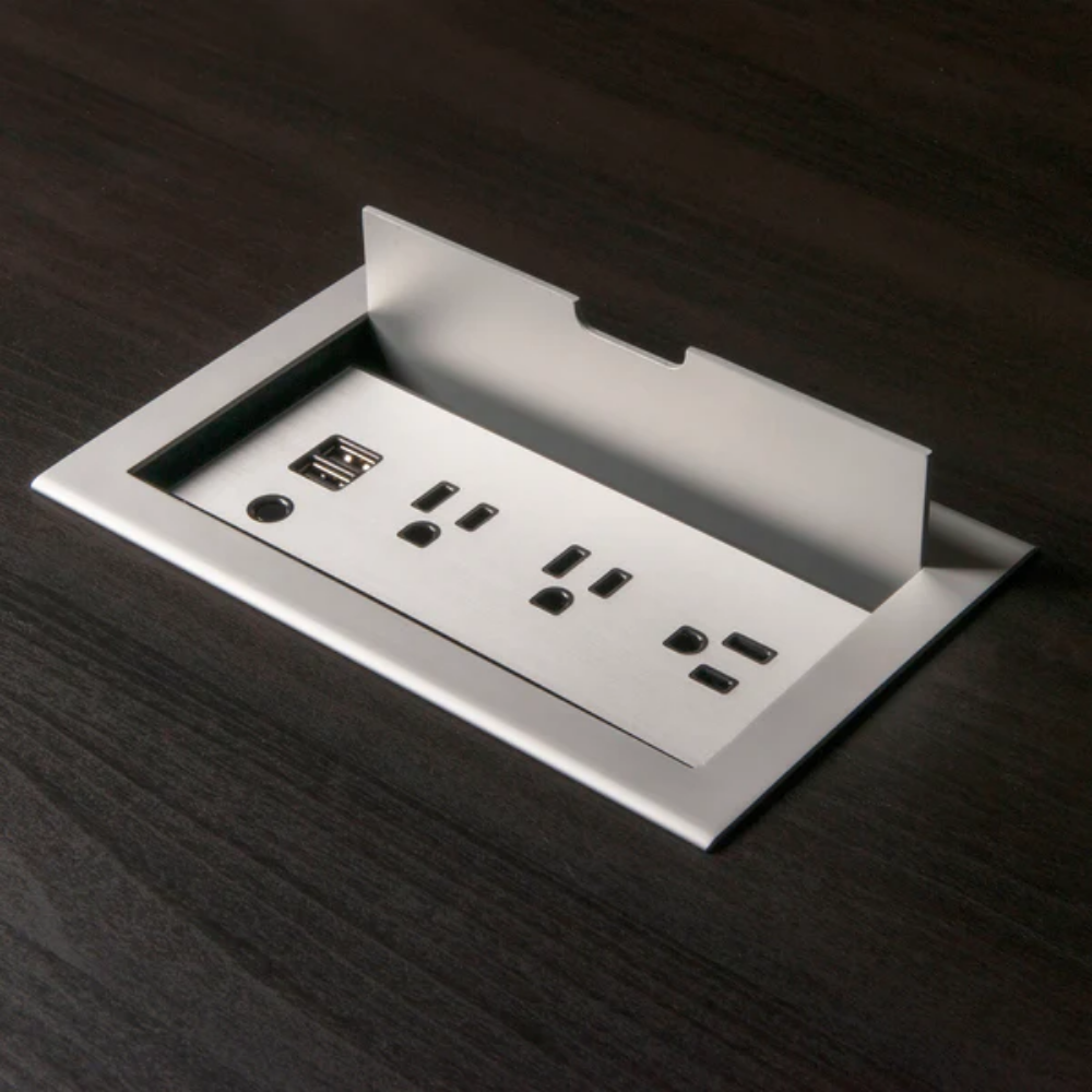 Picture of CubieFlip Pro In-Desk Power Hub With Lid, White Color