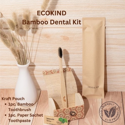 Picture of K-Eco Dental Kit in paper sachet - bamboo toothbrush & 3g toothpaste in paper sachet