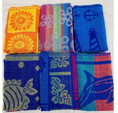 Picture of PROMOTIONAL BEACH TOWELS 30 x 60 9.00 lb 100% Cotton Jacquard 6 Design Assortment CTN Pack of 36 EA