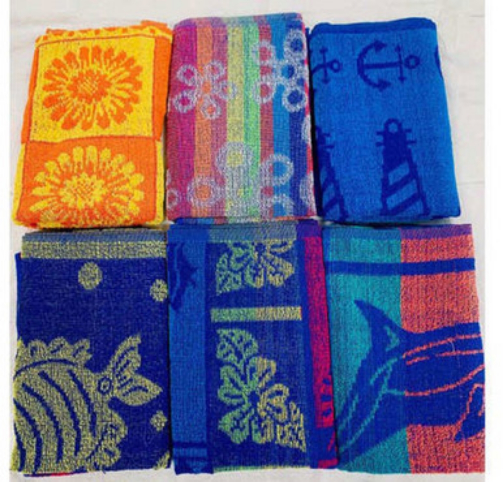 Picture of PROMOTIONAL BEACH TOWELS 30 x 60, 9.00 lb , 100% Cotton Jacquard 6 Design Assorted CTN Pack of 36 EA