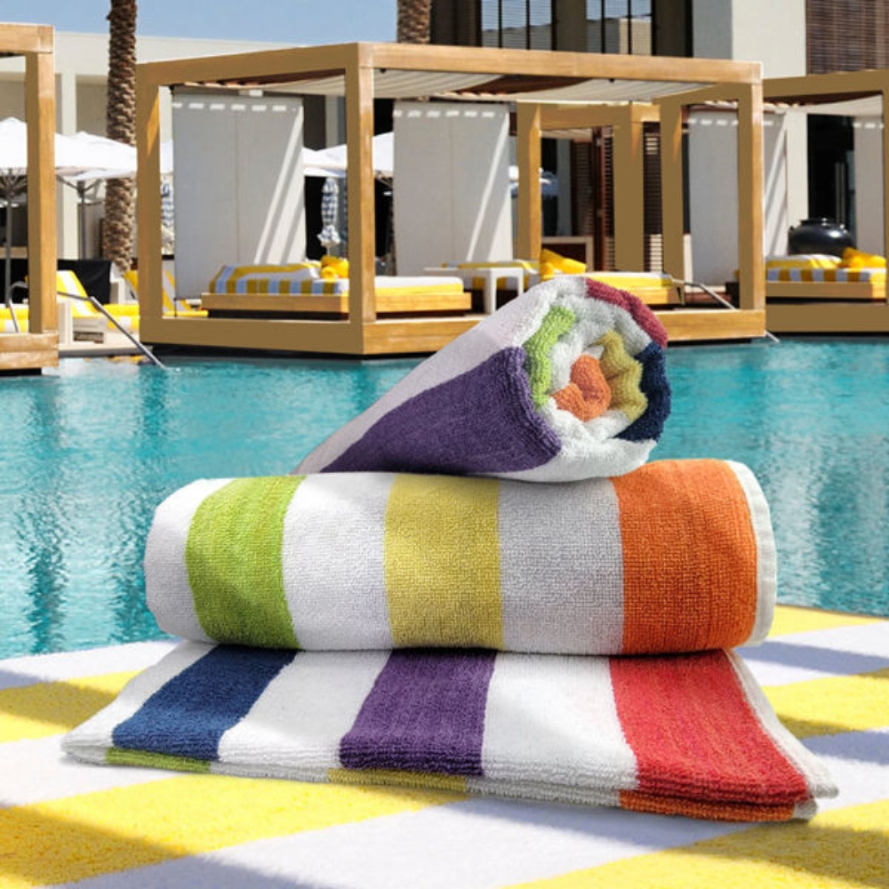 Picture of PROMOTIONAL BEACH TOWELS 6 Color Assortment 30 x 60 9.00 lb 100% Cotton Jacquard 6 Design  CTN Pack of 36 EA