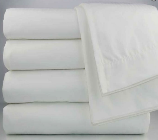 Picture of Satin Twin Flat Sheet 66x115 – 60% Cotton/40% Polyester, 2” Top Hem, 1” Bottom Hem, 1 DZ Pack