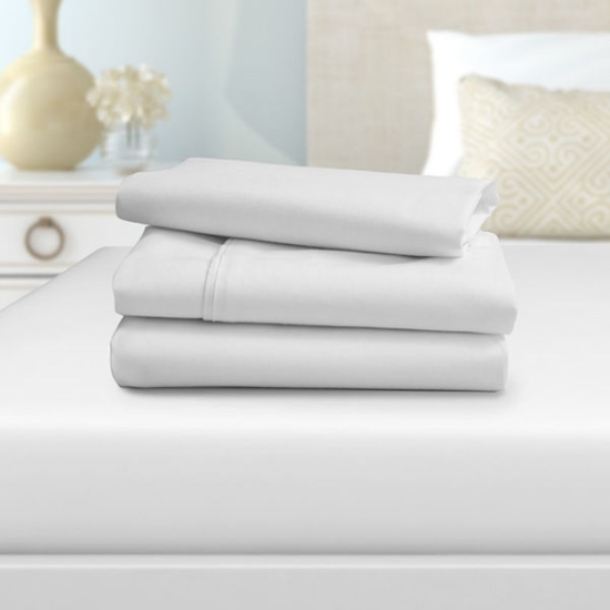 Picture of Super Deluxe Twin Flat Sheet 66x108 – 65% Cotton/35% Polyester, 2” Hem, Bleached, 1 DZ Pack