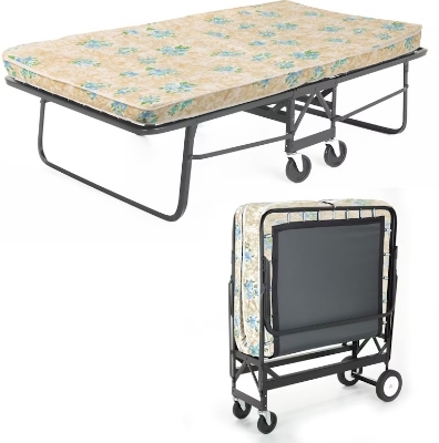 Picture of Hollywood Bed Frame Company 39" Steel Rollaway Bed w/ 5" Innerspring Twin Mattress, 8" Wheels