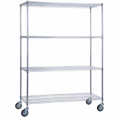 Picture of Rolling Wire Shelving Cart 18 x 60 x 68 With Wire Shelves - SHORT