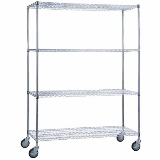 Picture of Rolling Wire Shelving Cart 18 x 60 x 68 With Wire Shelves - SHORT