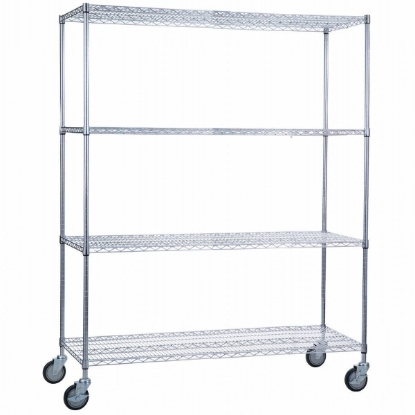 Picture of Rolling Wire Shelving Cart 24 x 60 x 68 With Wire Shelves - SHORT