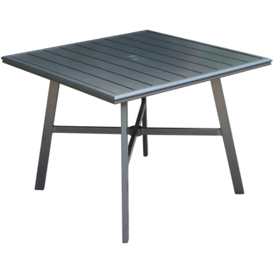 Picture of Edgemont Collection Commercial Aluminum 38" Square Glass Top Table