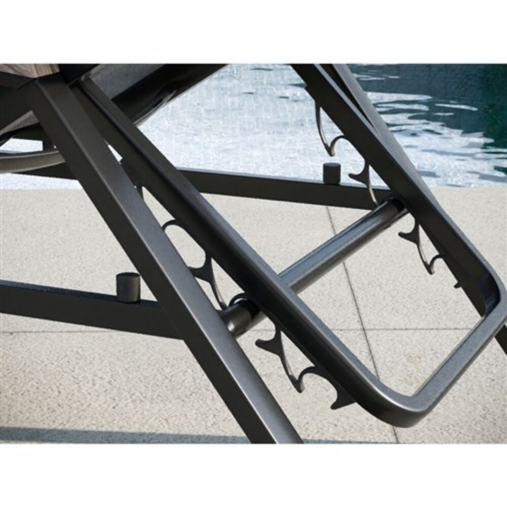 Picture of Cape Soleil - Santorini Aluminum Sling Chaise Lounge with Polywood Accent Arms