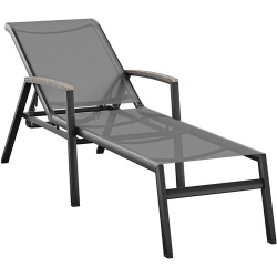 Picture of Cape Soleil - Santorini Aluminum Sling Chaise Lounge with Polywood Accent Arms