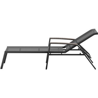 Picture of Cape Soleil - Santorini Aluminum Sling Chaise Lounge with Polywood Accent Arms