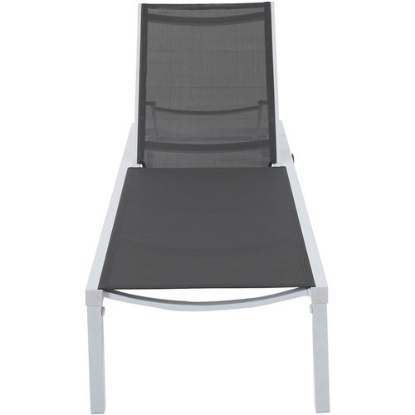 Picture of Cape Soleil - Santorini Aluminum Sling Chaise Lounge Chair with Wheels Dark Grey/White