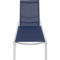 Picture of Cape Soleil - Santorini Aluminum Sling Chaise Lounge Chair with Wheels Navy