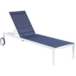 Picture of Cape Soleil - Santorini Aluminum Sling Chaise Lounge Chair with Wheels Navy