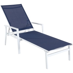 Picture of Cape Soleil - Santorini Aluminum Sling Chaise Lounge Chair Navy Blue