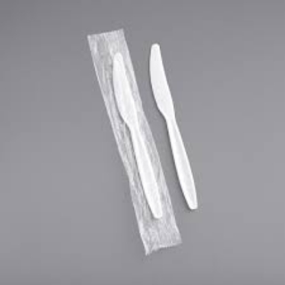 Picture of Individually Wrapped White Heavy Weight Plastic KNIFE- 1000/Case	