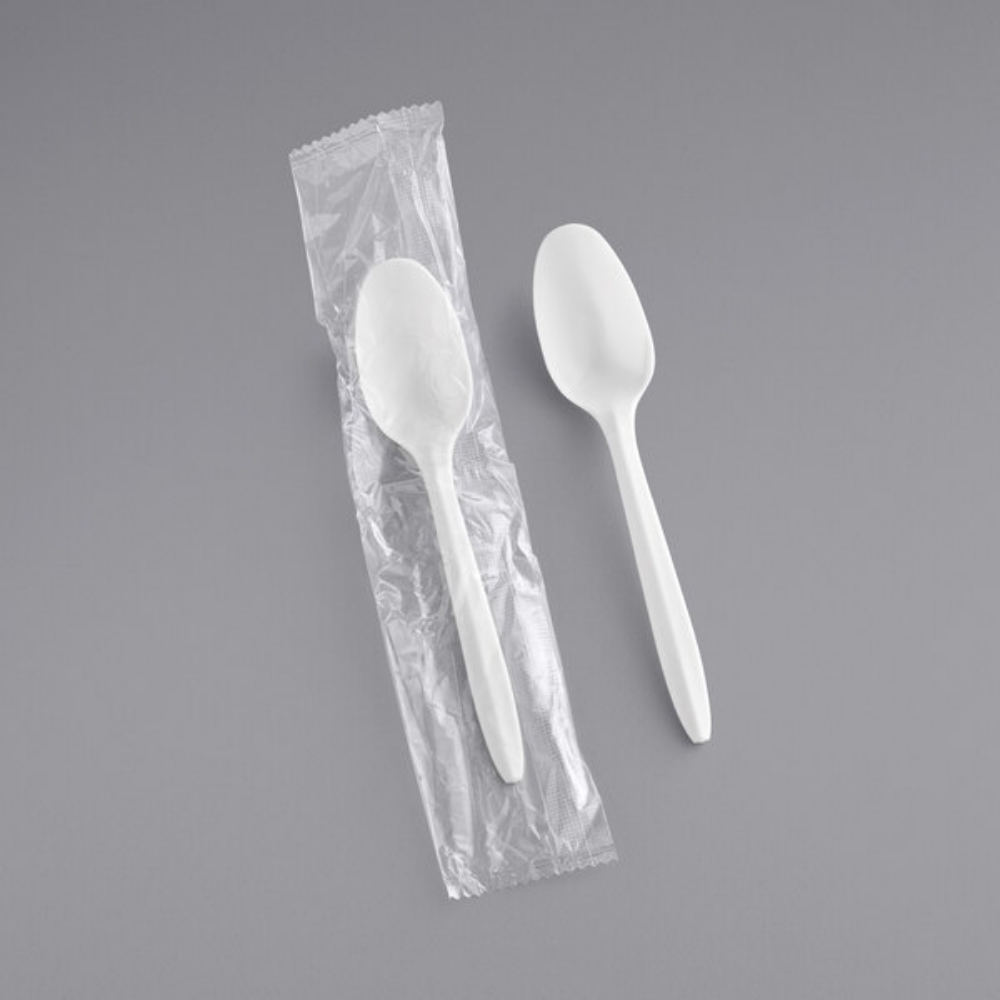 Picture of Individually Wrapped White Heavy Weight Plastic Teaspoon - 1000/Case	