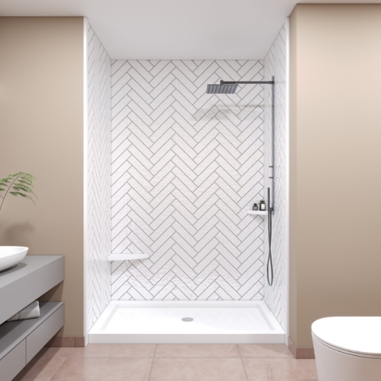 Picture of 3 X 12 Herringbone GLOSSY FINISH Shower Panels