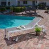 Picture of Cape Soleil - Santorini Aluminum Sling Chaise Lounge Chair with Wheels Dark Grey/White