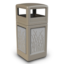 Picture of PolyTec™ 42-Gallon Square Reeds Bin with Dome Lid