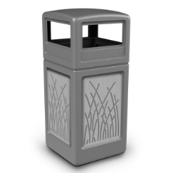 Picture of PolyTec™ 42-Gallon Square Reeds Bin with Dome Lid