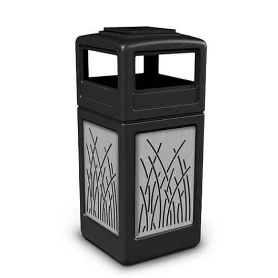 Picture of PolyTec™ 42-Gallon Square Steel Bin with Ashtray Lid