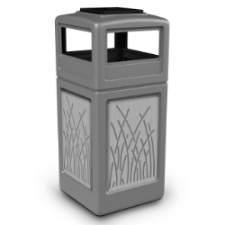 Picture of PolyTec™ 42-Gallon Square Steel Bin with Ashtray Lid