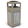 Picture of PolyTec™ 42-Gallon Square Cattails Steel Bin with Ashtray Lid