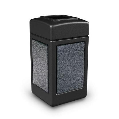 Picture of PolyTec™ 42-Gallon Square Stone Bin with Open-Top Lid