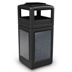 Picture of PolyTec™ 42-Gallon Square Stone Bin with Ashtray Lid