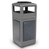 Picture of PolyTec™ 42-Gallon Square Stone Bin with Ashtray Lid